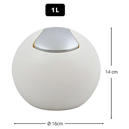 Spirella Abfalleimer Bowl (1 l, Weiß, Kunststoff)