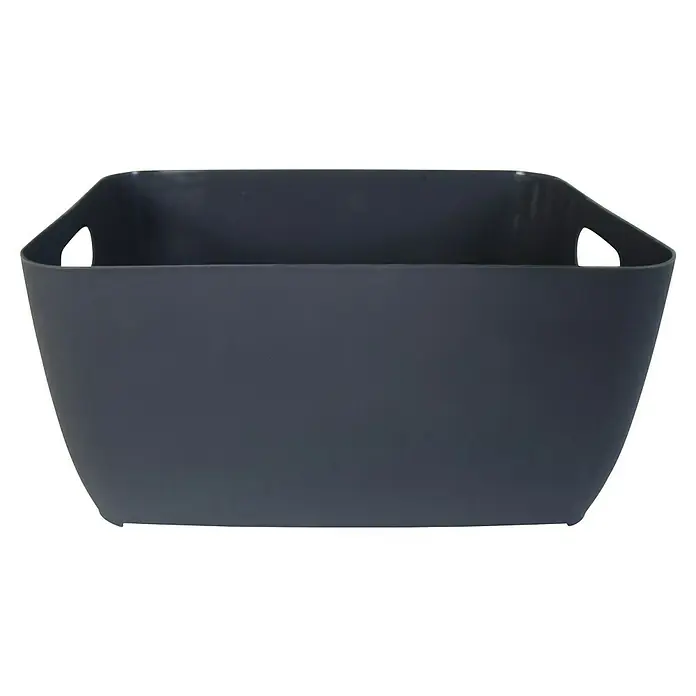 Spirella Allzweck-Korb Store - Grau, L x B x H: 28 x 21 x 13 cm - Aufnahme eines dunkelgrauen Aufbewahrungskorbs aus Kunststoff mit Griffen an den Seiten, ideal für die Organisation im Haushalt.