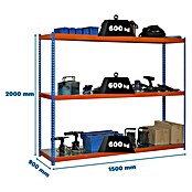 Simonrack Simontaller Metall-Schwerlastregal (L x B x H: 90 x 150 x 200 cm, Traglast: 600 kg/Boden, Anzahl Böden: 3 Stk.)