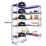 Simonrack Simoninox Eckregal (H x B x T: 200 x 176 x 50 cm, Traglast pro Boden: 180 kg, Anzahl Böden: 5 Stk., Stecken, Material Boden: Kunststoff) | BAUHAUS