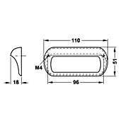 Tirador forma concha (Distancia entre orificios: 96 mm, 18 x 110 x 51 mm, Zinc fundido, Mate)