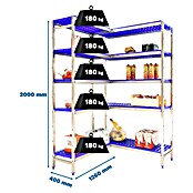 Simonrack Simoninox Eckregal (H x B x T: 200 x 126 x 40 cm, Traglast pro Boden: 180 kg, Anzahl Böden: 5 Stk., Stecken, Material Boden: Kunststoff) | BAUHAUS