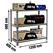 Simonrack Maderclick Estantería metálica Megaplus (Al x An x Pr: 90 x 120 x 40 cm, Capacidad de carga por balda: 200 kg, Número de baldas: 3 ud., Inserción, Gris) | BAUHAUS
