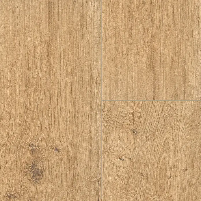 LOGOCLIC Laminatmuster Vinto Eiche Milford - 296 x 195 x 1 mm, Landhausdiele - Nahaufnahme von Holzpaneelen mit einer natürlichen, hellen Holzmaserung, ideal für Bodenbeläge und Wandverkleidungen.