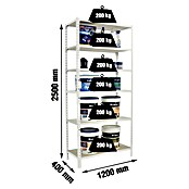 Simonrack Maderclick Metallregal Maderclick MegaPlus (H x B x T: 250 x 120 x 40 cm, Traglast pro Boden: 200 kg, Anzahl Böden: 6 Stk., Stecken, Weiß) | BAUHAUS