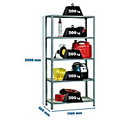 Simonrack Maderclick Estantería metálica Superplus (Al x An x Pr: 200 x 110 x 30 cm, Capacidad de carga por balda: 200 kg, Número de baldas: 5 ud., Inserción, Galvanizado/Madera) | BAUHAUS