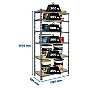 Simonrack Maderclick Estantería metálica Megaplus (Al x An x Pr: 250 x 120 x 50 cm, Capacidad de carga por balda: 200 kg, Número de baldas: 6 ud., Inserción, Gris) | BAUHAUS