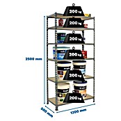 Simonrack Maderclick Metallregal Maderclick MegaPlus (H x B x T: 250 x 120 x 50 cm, Traglast pro Boden: 200 kg, Anzahl Böden: 6 Stk., Stecken, Silber) | BAUHAUS