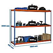 Simonrack Simonforte Estantería para cargas pesadas Metal (Al x An x Pr: 200 x 180 x 45 cm, Capacidad de carga por balda: 600 kg, Número de baldas: 3 ud., Inserción, Azul/Naranja) | BAUHAUS