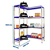 Simonrack Simoninox Eckregal (H x B x T: 160 x 126 x 40 cm, Traglast pro Boden: 180 kg, Anzahl Böden: 4 Stk., Stecken, Material Boden: Kunststoff) | BAUHAUS