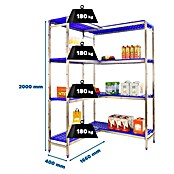 Simonrack Simoninox Eckregal (H x B x T: 200 x 166 x 40 cm, Traglast pro Boden: 180 kg, Anzahl Böden: 4 Stk., Stecken, Material Boden: Kunststoff) | BAUHAUS