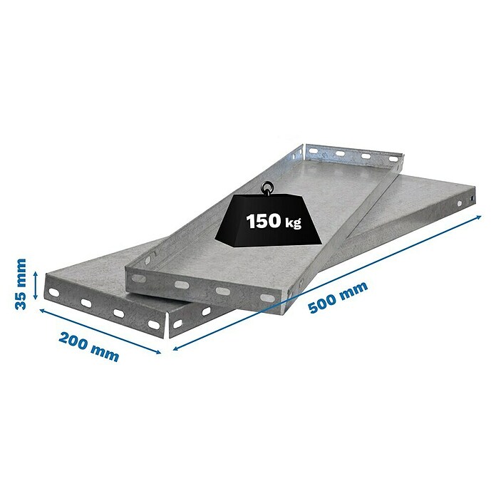 Simonrack Simonclassic Fachboden (B x T x H: 20 x 50 x 3,5 cm, Metall, Silber, Grau) | BAUHAUS