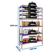 Simonrack Simoninox Metallregal Grundelement (H x B x T: 200 x 126 x 40 cm, Traglast pro Boden: 180 kg, Anzahl Böden: 7 Stk., Stecken, Material Boden: Kunststoff) | BAUHAUS