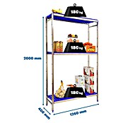 Simonrack Simoninox Metallregal Grundelement (H x B x T: 200 x 126 x 40 cm, Traglast pro Boden: 180 kg, Anzahl Böden: 3 Stk., Stecken, Material Boden: Kunststoff) | BAUHAUS