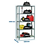 Simonrack Maderclick Metallregal Maderclick MegaPlus (H x B x T: 200 x 120 x 30 cm, Traglast pro Boden: 200 kg, Anzahl Böden: 5 Stk., Stecken, Silber) | BAUHAUS