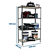 Simonrack Maderclick Estantería metálica Megaplus (Al x An x Pr: 150 x 120 x 30 cm, Capacidad de carga por balda: 200 kg, Número de baldas: 4 ud., Inserción, Galvanizado/Madera) | BAUHAUS