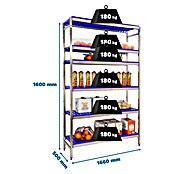 Simonrack Simoninox Metallregal Grundelement (H x B x T: 160 x 166 x 50 cm, Traglast pro Boden: 180 kg, Anzahl Böden: 6 Stk., Stecken, Material Boden: Kunststoff) | BAUHAUS