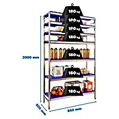 Simonrack Simoninox Estantería metálica Inicial (Al x An x Pr: 200 x 86 x 50 cm, Capacidad de carga por balda: 180 kg, Número de baldas: 7 ud., Inserción, Material balda: Plástico) | BAUHAUS