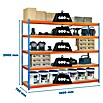 Simonrack Simonforte Estantería para cargas pesadas Chipboard (Al x An x Pr: 200 x 180 x 75 cm, Capacidad de carga por balda: 600 kg, Número de baldas: 5 ud., Inserción, Azul/Naranja) | BAUHAUS
