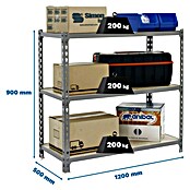 Simonrack Maderclick Estantería metálica Megaplus (Al x An x Pr: 90 x 120 x 50 cm, Capacidad de carga por balda: 200 kg, Número de baldas: 3 ud., Inserción, Galvanizado/Madera) | BAUHAUS