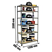 Simonrack Maderclick Metallregal Maderclick MegaPlus (H x B x T: 250 x 120 x 40 cm, Traglast pro Boden: 200 kg, Anzahl Böden: 6 Stk., Stecken, Grau) | BAUHAUS