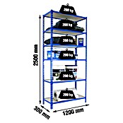 Simonrack Maderclick Estantería metálica Megaplus (Al x An x Pr: 250 x 120 x 30 cm, Capacidad de carga por balda: 200 kg, Número de baldas: 6 ud., Inserción, Azul/Madera) | BAUHAUS