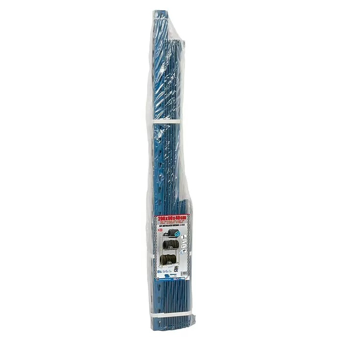 Simonrack Simonauto Reifenregal Autoclick - H x B x T: 200 x 120 x 30 cm, Anzahl Träger: 4 Stk., Stecken, Blau - Verpacktes blaues Metall-Reifenregal mit sichtbarem Produktinformationsetikett.