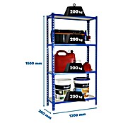 Simonrack Maderclick Metallregal Maderclick MegaPlus (H x B x T: 150 x 120 x 30 cm, Traglast pro Boden: 200 kg, Anzahl Böden: 4 Stk., Stecken, Grau) | BAUHAUS