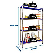 Simonrack Simoninox Metallregal Grundelement (H x B x T: 200 x 86 x 40 cm, Traglast pro Boden: 180 kg, Anzahl Böden: 4 Stk., Stecken, Material Boden: Kunststoff) | BAUHAUS