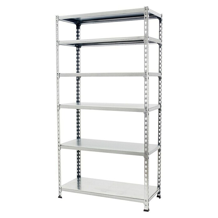 Simonrack Simonclick Metallregal Simonclick Mega Plus (H x B x T: 250 x 120 x 40 cm, Traglast pro Boden: 200 kg, Anzahl Böden: 6 Stk., Stecken, Silber/Silber) | BAUHAUS