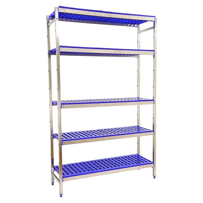 Simonrack Simoninox Metallregal Grundelement (H x B x T: 200 x 86 x 50 cm, Traglast pro Boden: 180 kg, Anzahl Böden: 5 Stk., Stecken, Material Boden: Kunststoff) | BAUHAUS