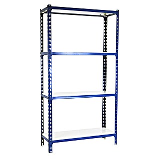 Simonrack Simonclick Metallregal Simonclick Mega Plus (H x B x T: 150 x 120 x 40 cm, Traglast pro Boden: 200 kg, Anzahl Böden: 4 Stk., Stecken, Blau/Weiß)