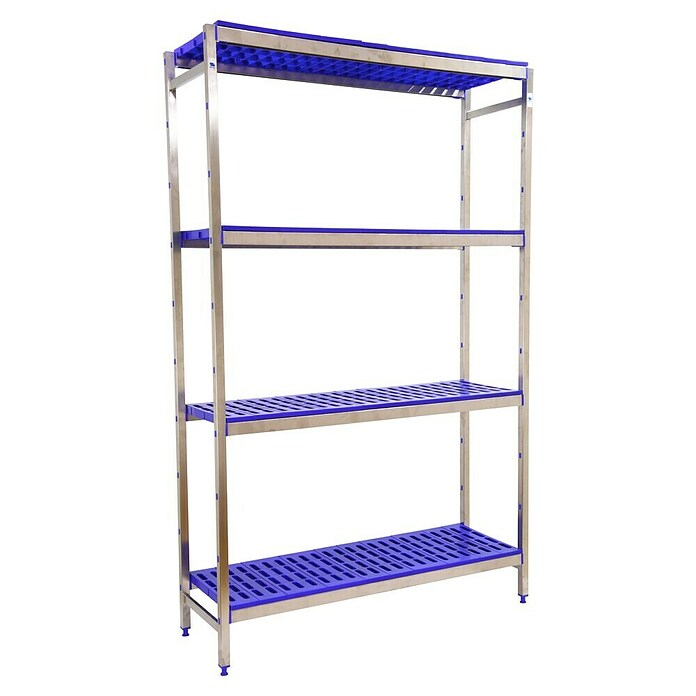 Simonrack Simoninox Metallregal Grundelement (H x B x T: 160 x 166 x 40 cm, Traglast pro Boden: 180 kg, Anzahl Böden: 4 Stk., Stecken, Material Boden: Kunststoff) | BAUHAUS