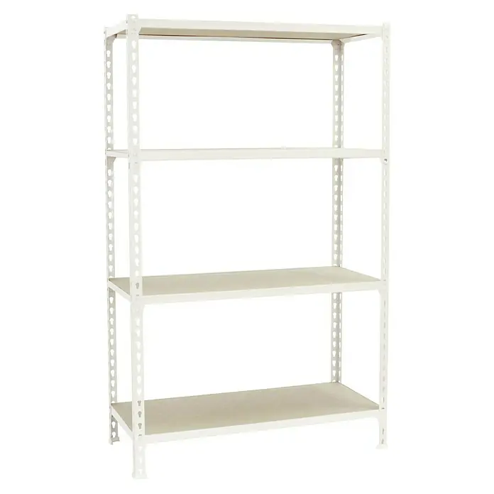 Simonrack Maderclick Metallregal Maderclick SuperPlus - H x B x T: 150 x 110 x 40 cm, Traglast pro Boden: 200 kg, Anzahl Böden: 4 Stk., Stecken, Weiß - Weißes Schwerlastregal mit vier Regalböden, ideal für Lagerung und Organisation in Garage, Keller oder Werkstatt.