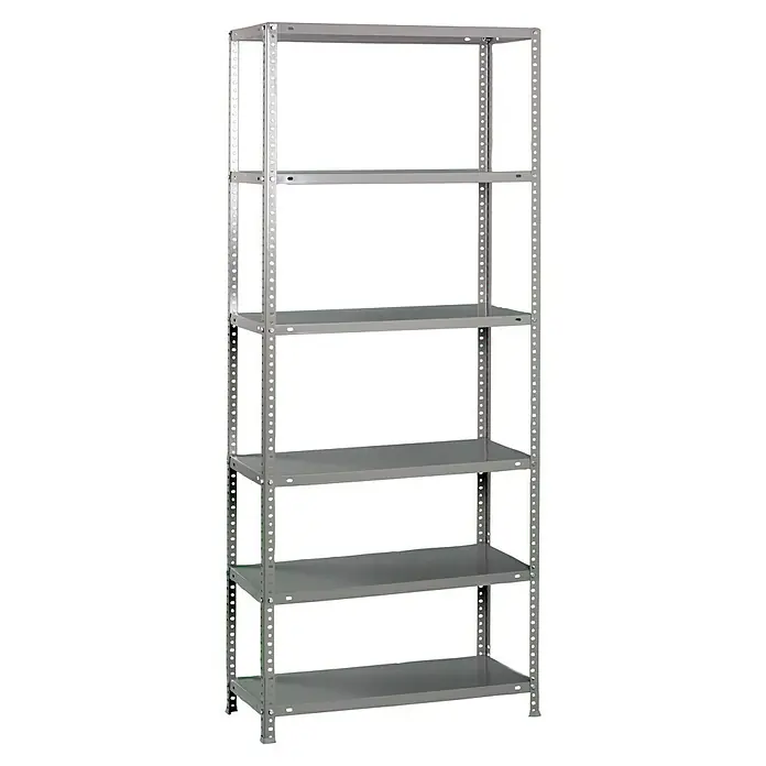 Simonrack Simonclassic Metallregal Comfort Plus - H x B x T: 200 x 100 x 50 cm, Traglast pro Boden: 100 kg, Anzahl Böden: 6 Stk., Schrauben, Silber - Graues Metallregal mit fünf Regalböden, ideal für Lagerung und Organisation in Werkstatt oder Garage. Praktisch und stabil.