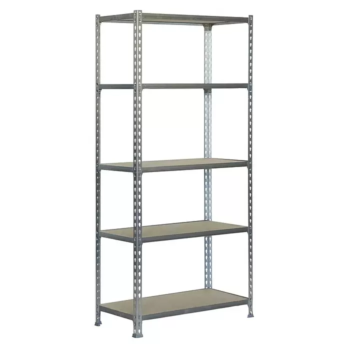 Simonrack Maderclick Estantería metálica Superplus - Al x An x Pr: 200 x 110 x 30 cm, Capacidad de carga por balda: 200 kg, Número de baldas: 5 ud., Inserción, Galvanizado/Madera - Estantería metálica de cinco niveles para almacenamiento.