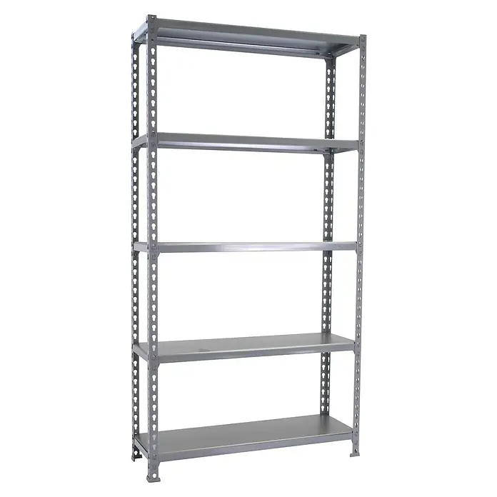 Simonrack Simonclick Metallregal Simonclick Super Plus - H x B x T: 200 x 110 x 50 cm, Traglast pro Boden: 200 kg, Anzahl Böden: 5 Stk., Stecken, Grau/Grau - Ein robustes, graues Metallregal mit fünf Ebenen, ideal für Lagerung und Organisation in Werkstatt oder Keller.