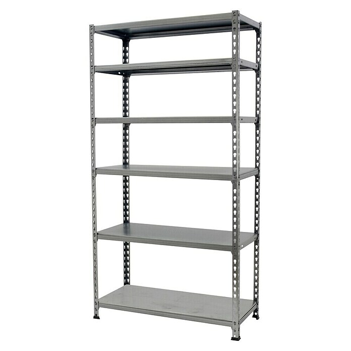 Simonrack Simonclick Metallregal Simonclick Plus (H x B x T: 250 x 90 x 40 cm, Traglast pro Boden: 180 kg, Anzahl Böden: 6 Stk., Stecken, Grau/Grau) | BAUHAUS