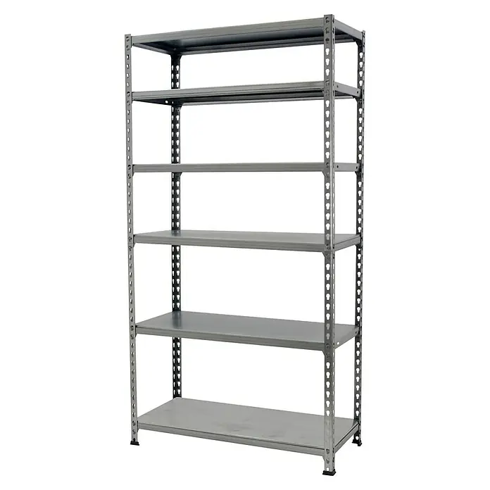 Simonrack Simonclick Metallregal Simonclick Plus - H x B x T: 250 x 90 x 30 cm, Traglast pro Boden: 180 kg, Anzahl Böden: 6 Stk., Stecken, Grau/Grau - Ein stabiles Metallregal mit sechs Ebenen, ideal für Lagerung und Organisation in Werkstatt, Garage oder Keller.