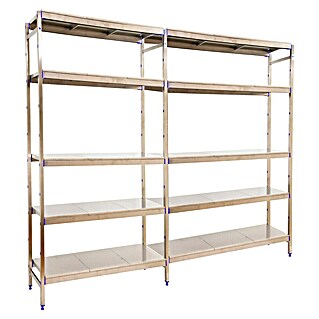 Simonrack Simoninox Estantería metálica Inicial (Al x An x Pr: 200 x 249 x 50 cm, Capacidad de carga por balda: 200 kg, Número de baldas: 5 ud., Inserción, Material balda: Acero inoxidable)