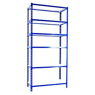 Simonrack Simonclick Metallregal Simonclick Mega Plus (H x B x T: 250 x 120 x 30 cm, Traglast pro Boden: 200 kg, Anzahl Böden: 6 Stk., Stecken, Blau/Weiß)