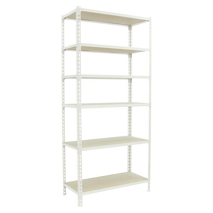 Simonrack Maderclick Metallregal Maderclick MegaPlus (H x B x T: 250 x 120 x 40 cm, Traglast pro Boden: 200 kg, Anzahl Böden: 6 Stk., Stecken, Weiß) | BAUHAUS