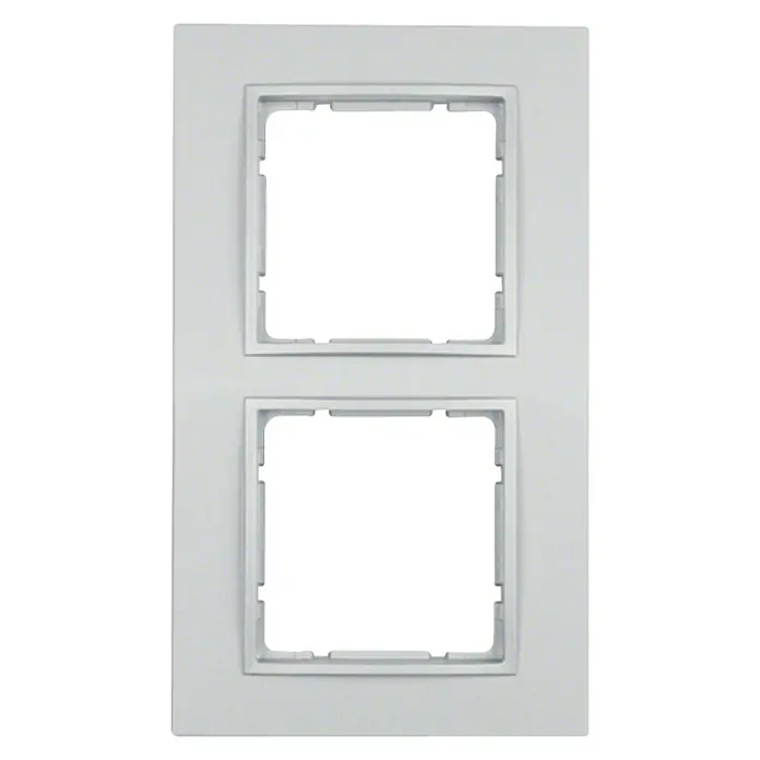 Berker B.7 Abdeckrahmen 10126424 - Aluminium, 2-fach, Aluminium - Weiße Doppelrahmen-Abdeckung für Schalter und Steckdosen, ideal für eine saubere Installation und modernes Design.