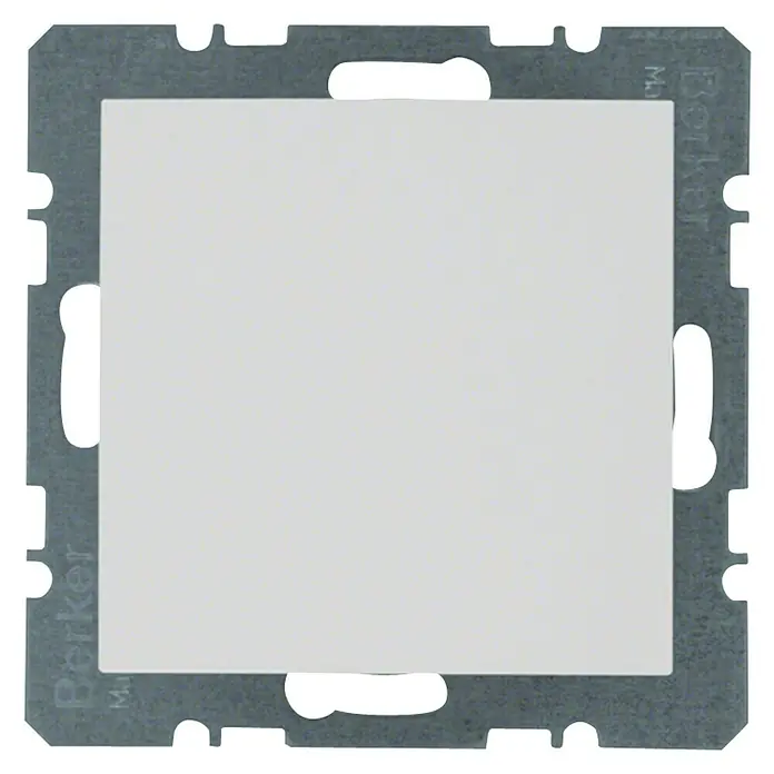 Berker S.1 Blindabdeckung 10091909 - Polarweiß matt, Kunststoff, IP20 - Nahaufnahme einer Berker Schalterabdeckung mit ihrem modernen, quadratischen Design, das sich ideal für jedes Interieur eignet.