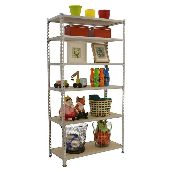 Simonrack Maderclick Metallregal Maderclick SuperPlus (H x B x T: 250 x 110 x 40 cm, Traglast pro Boden: 200 kg, Anzahl Böden: 6 Stk., Stecken, Silber) | BAUHAUS