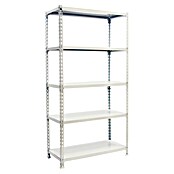 Simonrack Simonclick Metallregal Simonclick Mega Plus (H x B x T: 200 x 120 x 50 cm, Traglast pro Boden: 200 kg, Anzahl Böden: 5 Stk., Stecken, Weiß/Weiß) | BAUHAUS