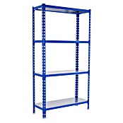 Simonrack Simonclick Metallregal Simonclick Mega Plus (H x B x T: 150 x 120 x 40 cm, Traglast pro Boden: 200 kg, Anzahl Böden: 4 Stk., Stecken, Blau/Silber) | BAUHAUS