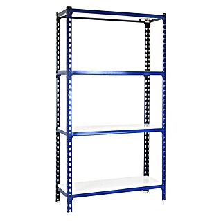 Simonrack Simonclick Metallregal Simonclick Super Plus (H x B x T: 150 x 110 x 40 cm, Traglast pro Boden: 200 kg, Anzahl Böden: 4 Stk., Stecken, Blau/Weiß)