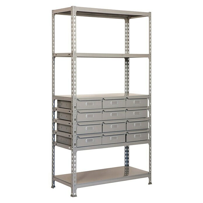 Simonrack Simonclick Metallregal (L x B x H: 40 x 90 x 180 cm, Traglast: 200 kg/Boden, Anzahl Böden: 5 Stk., Grau)