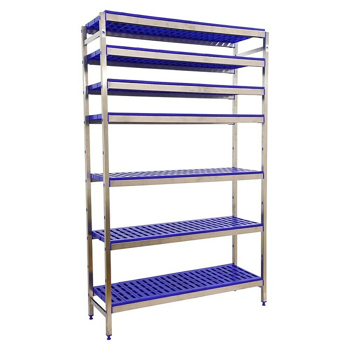 Simonrack Simoninox Estantería metálica Inicial (Al x An x Pr: 200 x 126 x 50 cm, Capacidad de carga por balda: 180 kg, Número de baldas: 7 ud., Inserción, Material balda: Plástico) | BAUHAUS